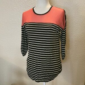 New Rechuit Maternity Striped Black and Coral Women's Top Size S